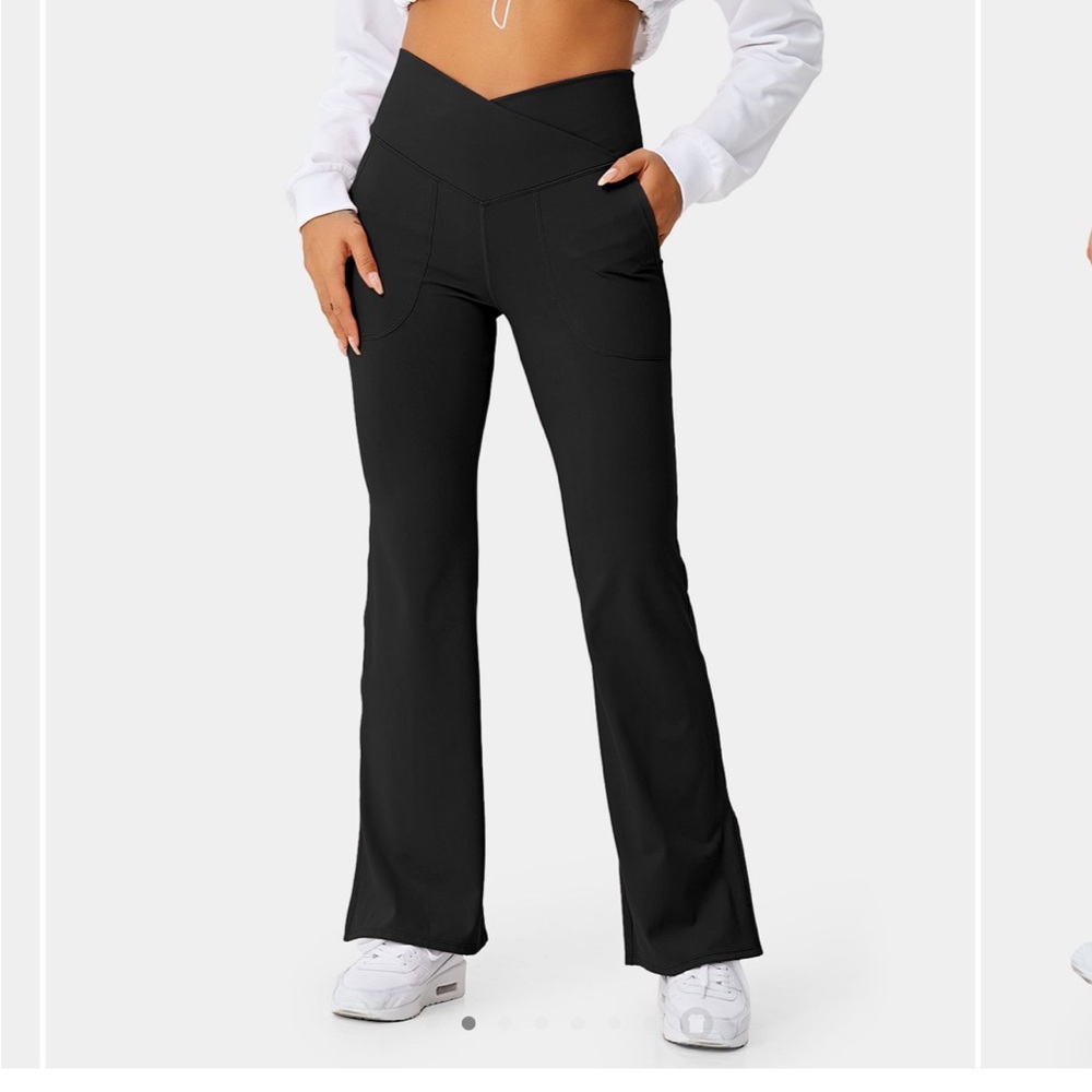 Halara crossover: high waisted crossover flare pants - Picture 3 of 6